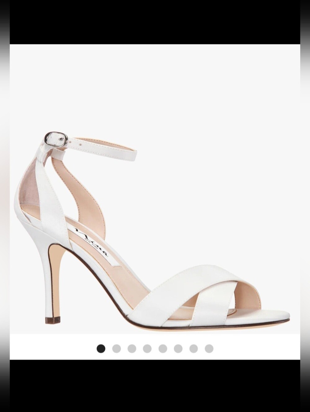 Nina Venus Ivory Luster Satin High Heel Sandal With Ankle Strap